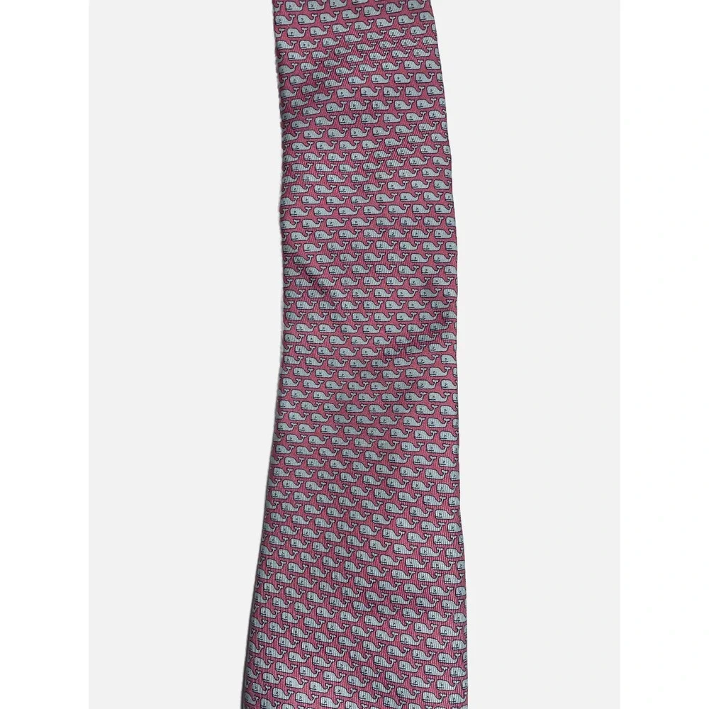 Vineyard Vines Necktie Kids OS Pink Whale Logo Silk Prep Nautical Wedding
